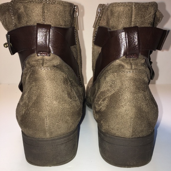 EUC brown booties with straps, buckles, and zips - Picture 3 of 8